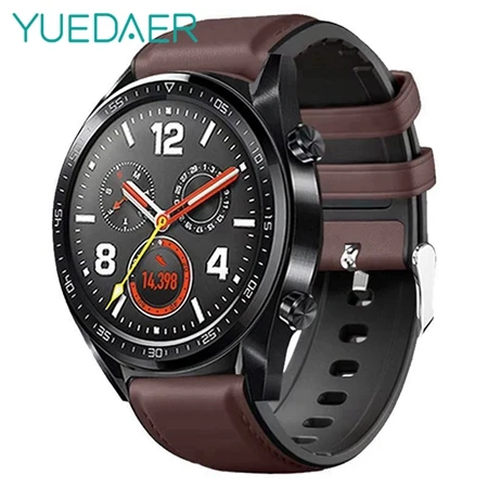 YUEDAER топ из искусственной кожи ремешок для Xiaomi Amazfit GTR 47 47 мм Stratos 2 3 Pace ремешок для huawei Watch GT 2 GT2 ремешок для часов - Цвет: Dark brown