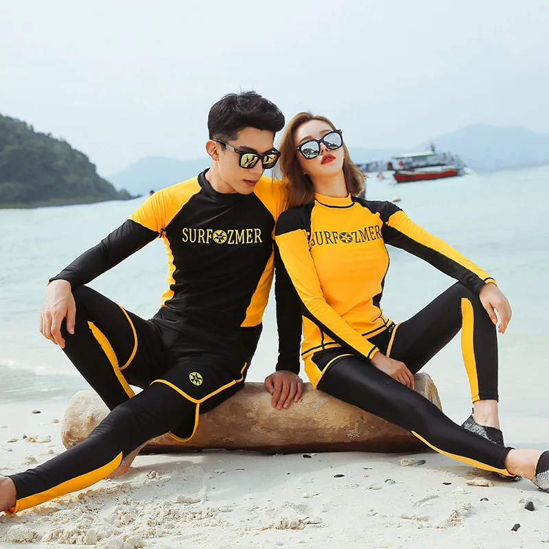 

Couple Rash Guards Swimsuit Bathing Suits Women Swiming Suit Korea Swimwear Plus Size Guard Female Couples Sexy New 2019 Bubble
