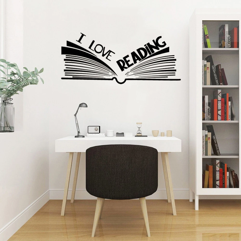 

I Love Reading Wall Decal Bookstore Library Read Corner Vinyl Wall Stickers Open Book Classroom Kid Bedroom Art Mural