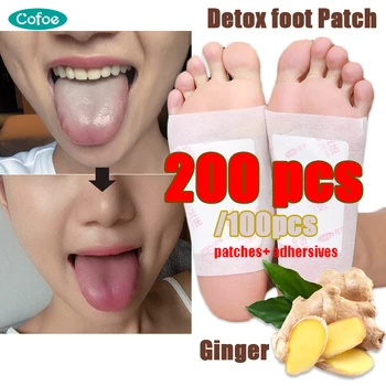 

Cofoe 200/100Pcs (Patches+ Adhersives) Ginger/wormwood Detox Foot Patches Sleep Slimming toxin feet pads Dispel Dampness stick