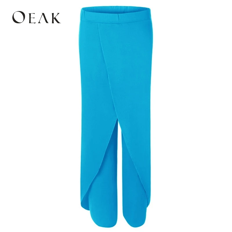 OEAK 5XL размера плюс повседневные свободные широкие брюки для женщин большие размеры длинные штаны одноцветные брюки с низкой талией женские pantalon mujer