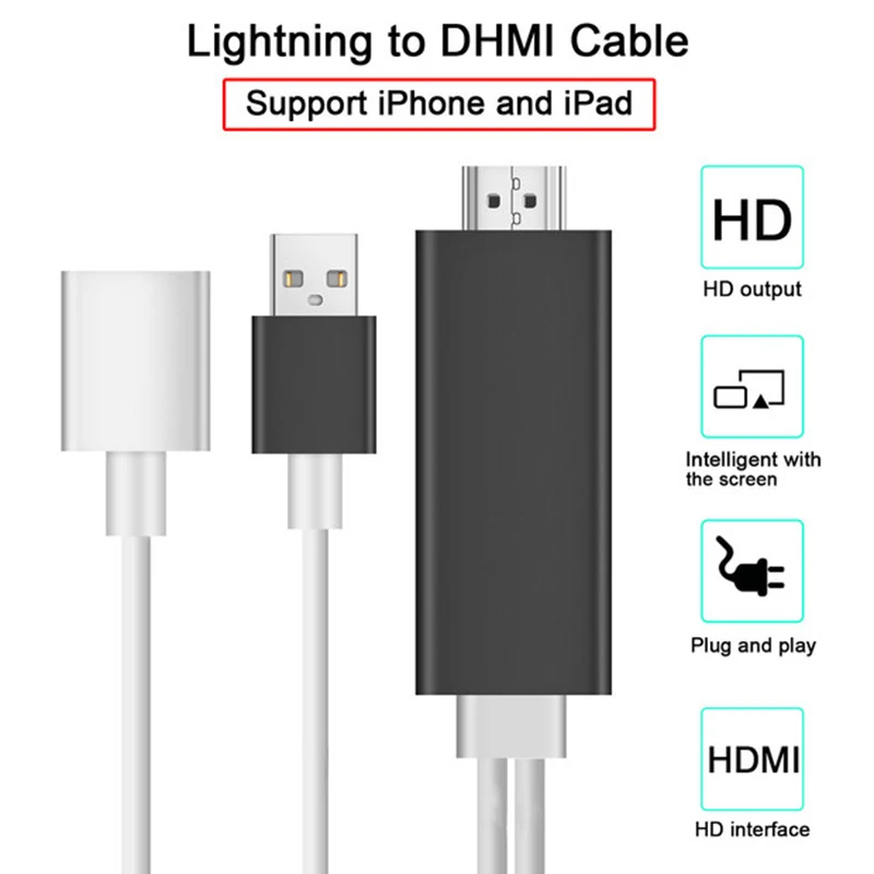 FFYY-HDMI зеркального отображения кабель телефон, чтобы ТВ HD ТВ адаптер для iPhone X/XS Max/7/8 Plus/iPad