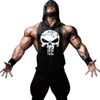 Hommes musculation coton crânes débardeur gymnases Fitness gilet à capuche chemise sans manches été décontracté mode entraînement marque vêtements 1