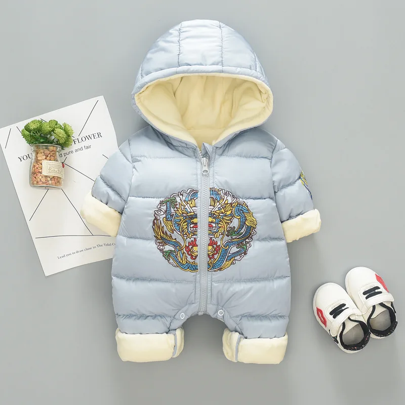 Одежда для маленьких мальчиков и девочек; зимние комбинезоны с капюшоном для новорожденных; одежда из плотного хлопка; зимняя одежда; комбинезон; Детский костюм; комбинезон для малышей