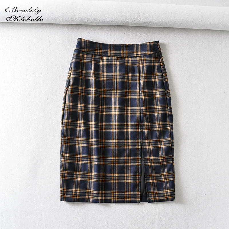 England Style Plaid Skirt With side zipper Women slim High-waist Spring short All-match Daily | Женская одежда
