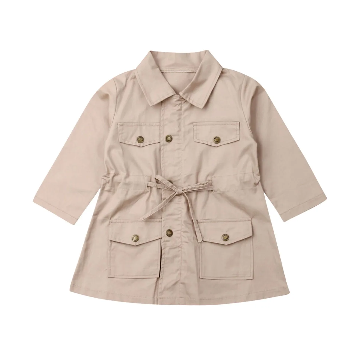

2020 Fashion Kids Girls Clothing Fall Lapel Horn Long sleeve Windbreakers Coat Outerwear Outfits Childer's Clothes for Girl
