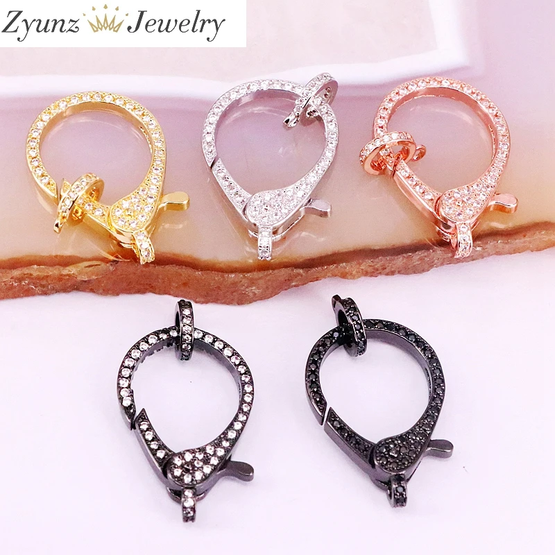 5pcs, Clear Cz Micro Pave Large Lobster Claw Clasp, Crystal Zirconia