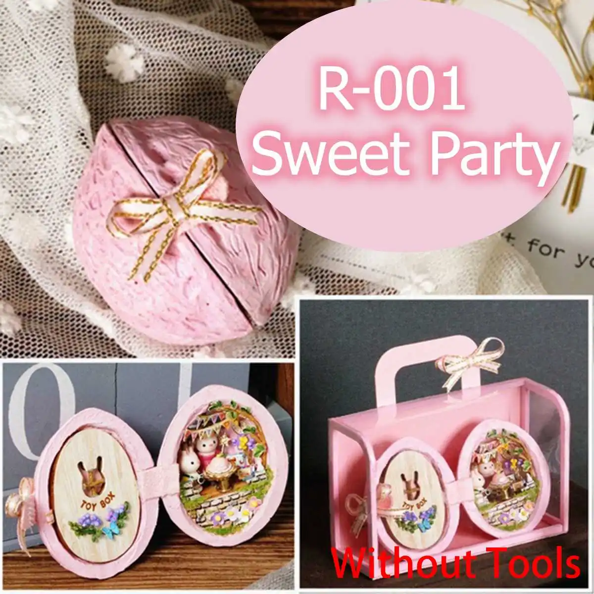 R-001 Sweet Party DIY миниатюрная мебель для кукольного дома деревянный Мини aturas Кукольный дом коробка театральные игрушки для детей подарки на день рождения семена мира 5x8 см - Цвет: R-001 Sweet Party