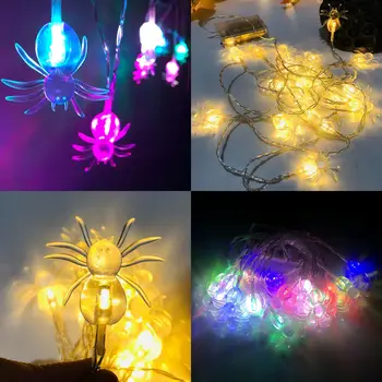 

1.65M 10 LED Halloween Colorful Spider Lights String Party Window Patio Decor