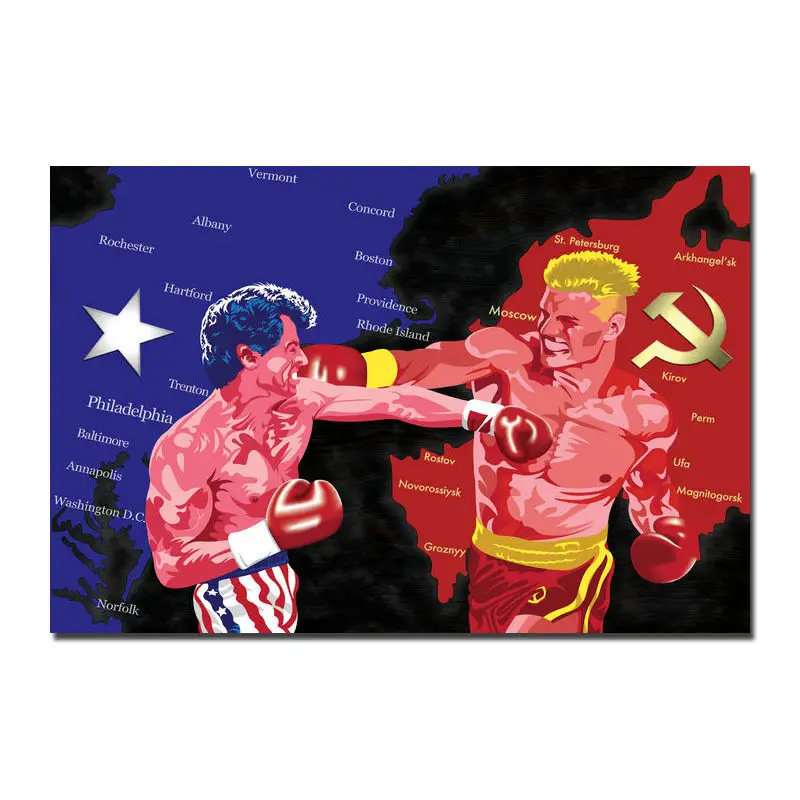 Rocky против Драго бокс шелковой ткани настенный художественный плакат Декор