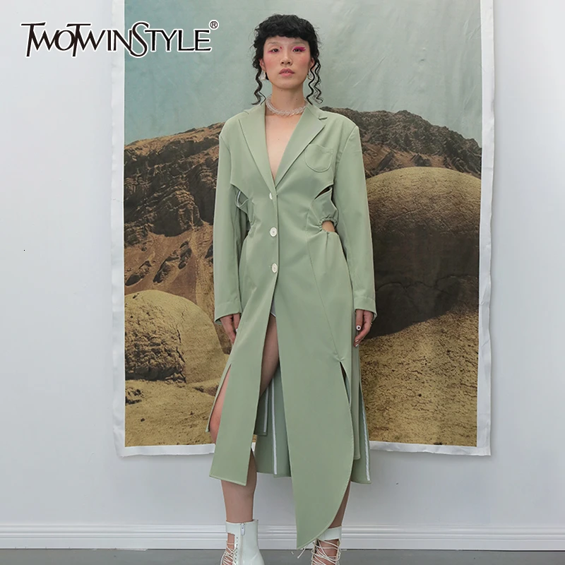 [EAM] Women Gray Knitting Striped Big Size Blouse