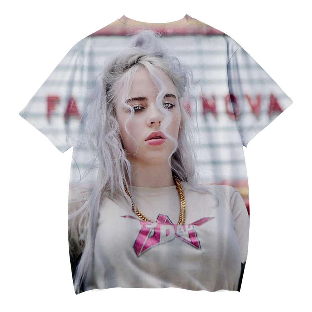 Детская футболка новая футболка с 3D принтом BILLIE EILISH одежда для детей Повседневная футболка BILLIE EILISH для мальчиков и девочек Детские футболки с короткими рукавами