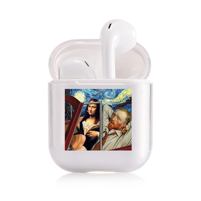 Забавный чехол знаменитостей для наушников Apple airpods, чехол Mona Lisa Jesus Van Gogh Bluetooth Pop AirPods, прозрачный жесткий чехол - Цвет: I050098