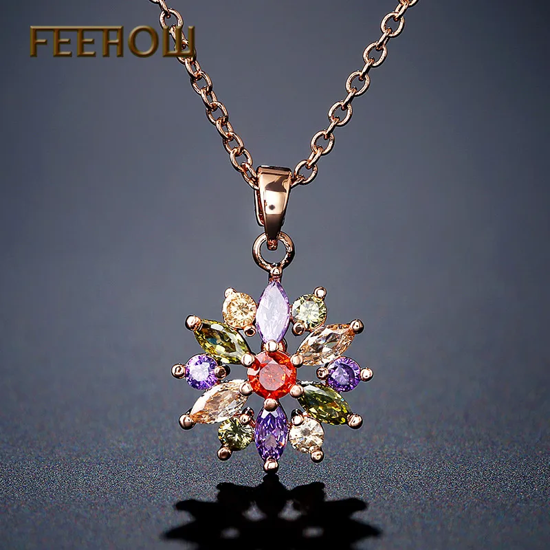 Женские серьги пусеты FEEHOW разноцветные модные с кристаллами Mona Lisa AAA FWEP094|fashion stud
