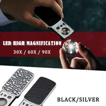 30X 60X 90X Mini Magnifier Jewelry Appraisal Reading Magnifying Glass High Magnification Acrylic Optical Lens Loupe W/ LED UV 0 05mm 10mm division antireflection film lens magnifier flat field achromatic magnifying glass loupe with micrometer scale 30x