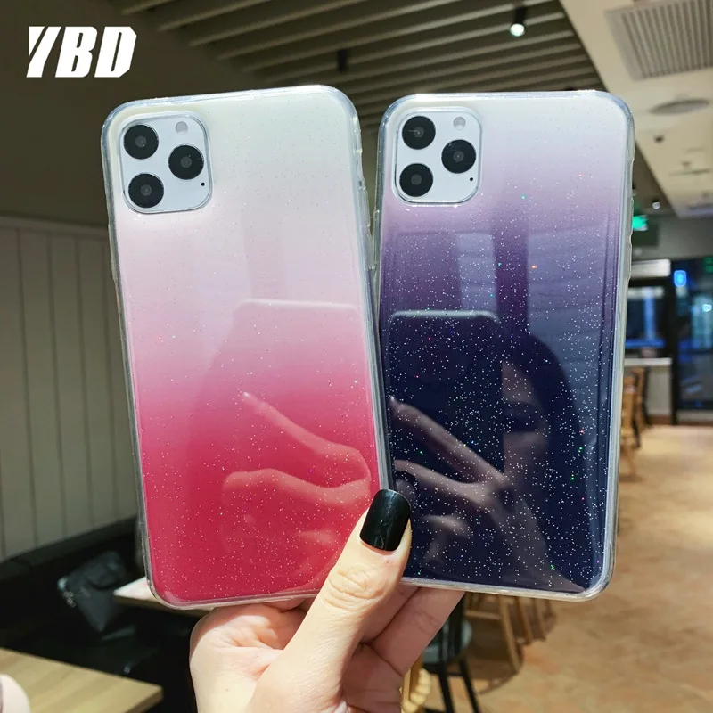 Чехол YBD с градиентом цвета для iPhone 11 7 чехлы блестками pro xs max xr x 6 S 8 Plus s чехол |