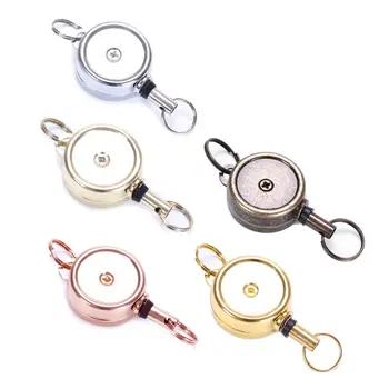 

5 Colors Heavy Duty Zinc Alloy Retractable Badge Holder Reel All Metal Casing ID Badge Holder Keychain Jewelry Findings