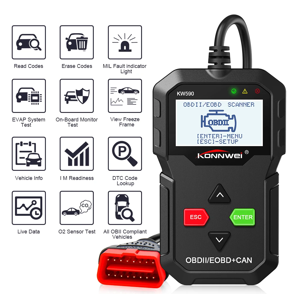 OBD диагностический инструмент KONNWEI KW590 автомобильный считыватель кодов автомобильный OBD2 сканер Поддержка мультибрендовых автомобилей и языков