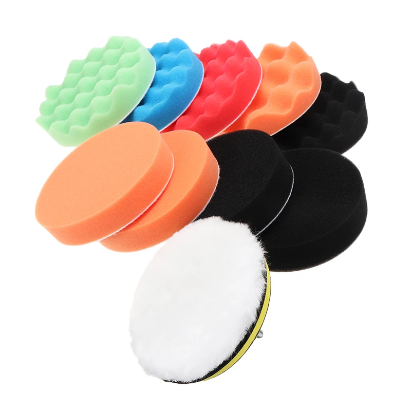 

12pcs 125mm Buffing Sponge Polishing Waxing Pads Kit for Car Polisher Buffer Car Maintenance Accessories