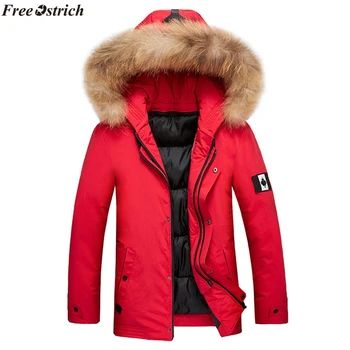 

FREE OSTRICH 2019 Men's Autumn Winter Large Size Hooded Coat Thickening Long Sleeved Jacket,Thick jacket