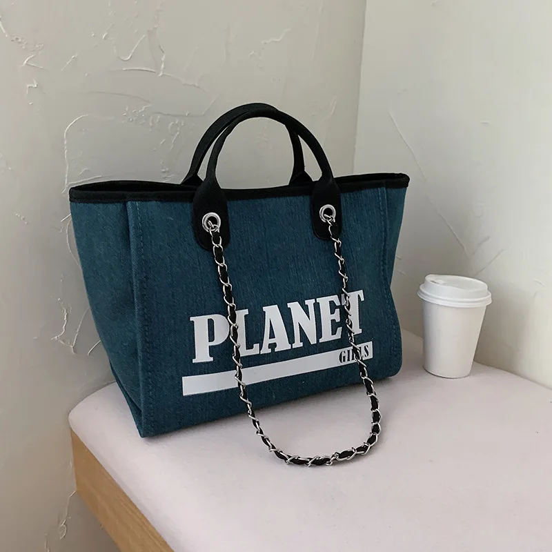 

Canvas Shoulder Lettered WOMEN'S Bag 2020 New Style Fashion Korean-style Versatile Shoulder Bag Large Capacity Western Style Fas
