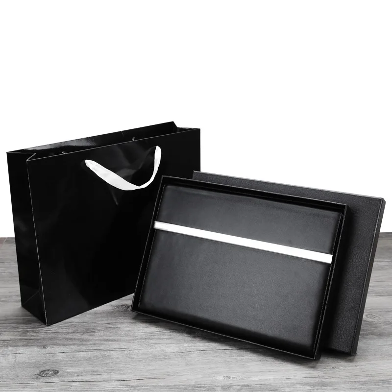 А4 бизнес-сумка для информации из искусственной кожи, многофункциональный держатель для файлов, посылка для менеджера, для офиса, для хранения, принадлежности, компания, подарки на год - Цвет: Черный