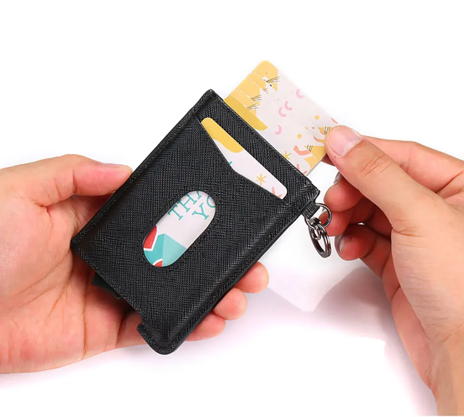 Высокое качество Rfid держатели для кредитных карт мужской кошелек Бизнес-держатель для карт чехол тонкий карман для денег сумка безопасности смарт-кошелек автоматический
