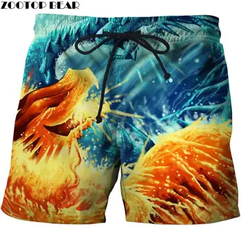 

Ice Fire Dragon 3D Printed Summer Surfing Beach Shorts Masculino Men Travel Board Shorts Anime Quick Vacation Streetwear New
