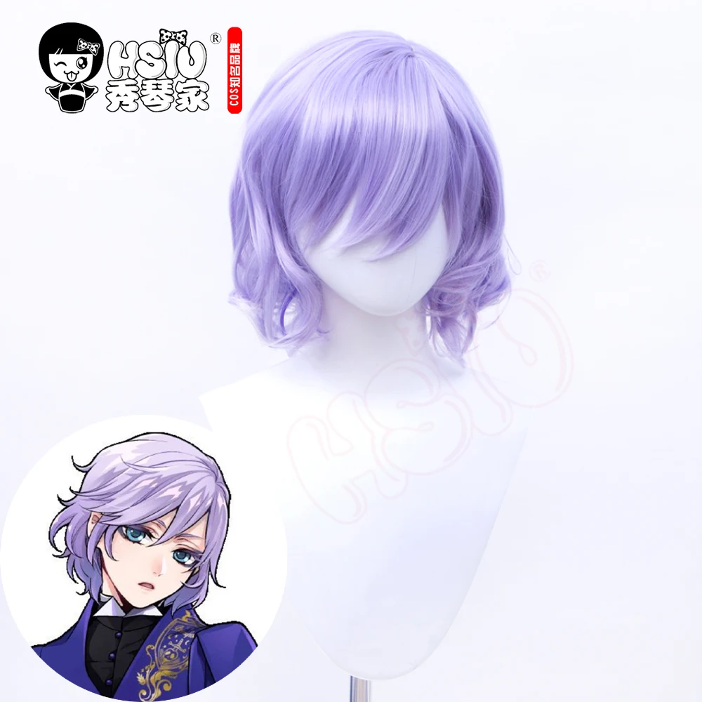 

HSIU gameTwisted Wonderland cosplay Epel Felmier wig gradient taro color short hair + Free brand wig net