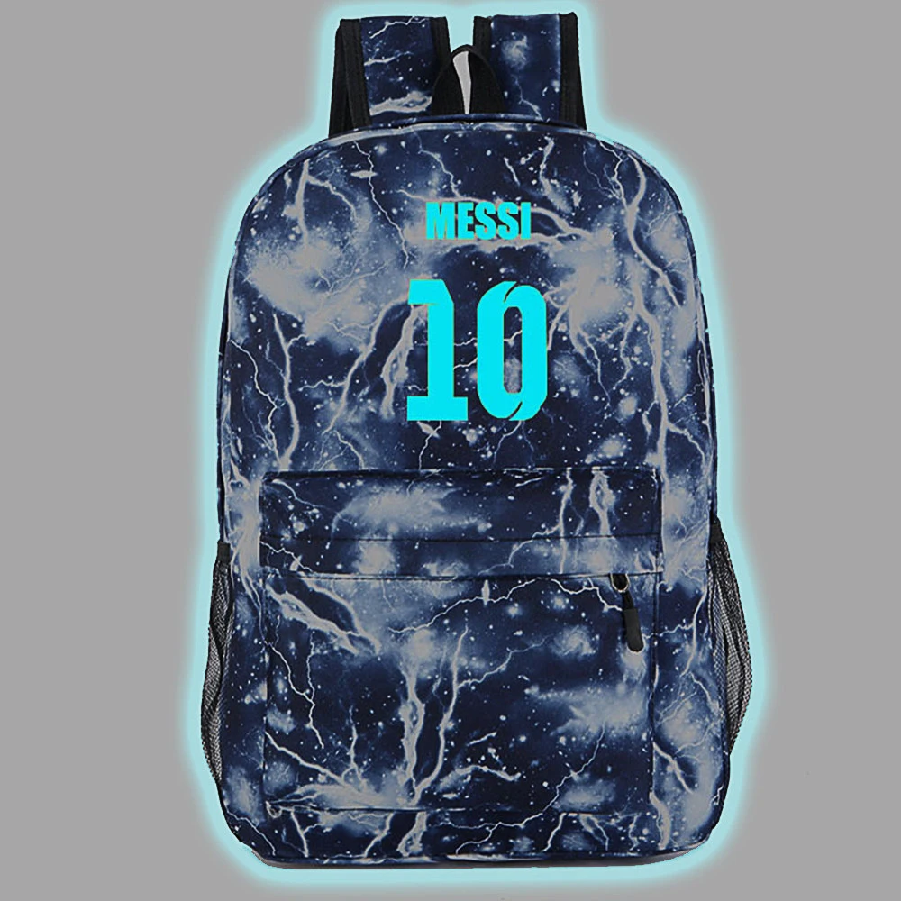 

MESSI Barcelona Night Luminous Backpack Printed Men Cartoon School Bags Rucksack Book Shoulder Crossbody Knapsack