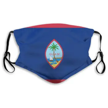 

Flag Of Guam Masks With filter Washable & Reusable Anti Dust Breathable Mask With Adjustable Ear Loops for Men & Women