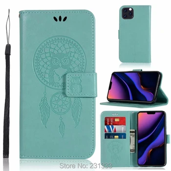 

For Iphone 11 PRO MAX 6.5 5.8'' For Xiaomi CC9 OWL Wallet Leather Pouch Case Stand ID Card Dream catcher Strap Cover Skin 100pcs