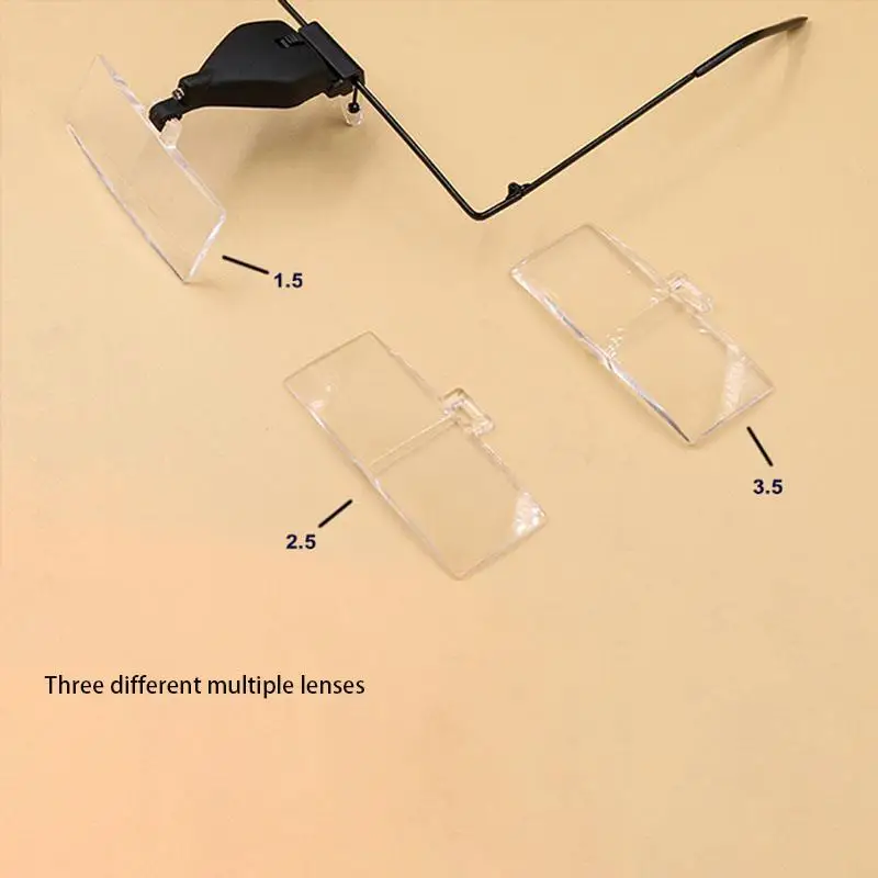 

2019 New Eyelash Extension LED Light Magnifying Spec Glasses Hands Free Magnifier Multiples Adjustable Lenses Tools For Reading