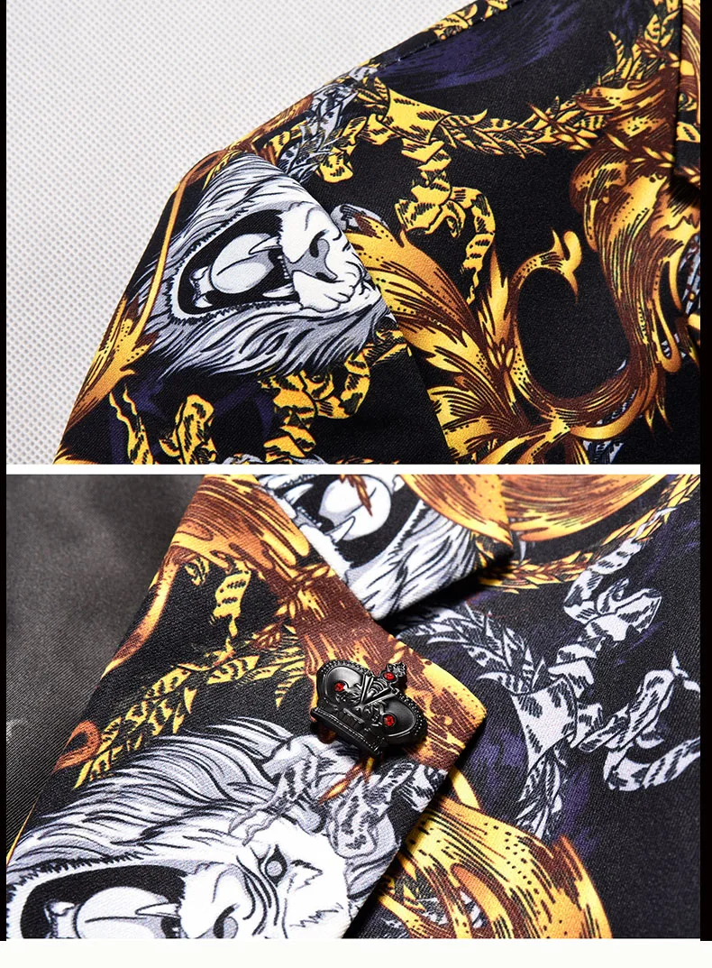 Пиджак с цветочным принтом для мужчин модные комплекты одежды в Корейском стиле для мальчиков и Дата встречи хост сценический для ночного клуба вечерние пиджак, облегающая модель Terno костюм