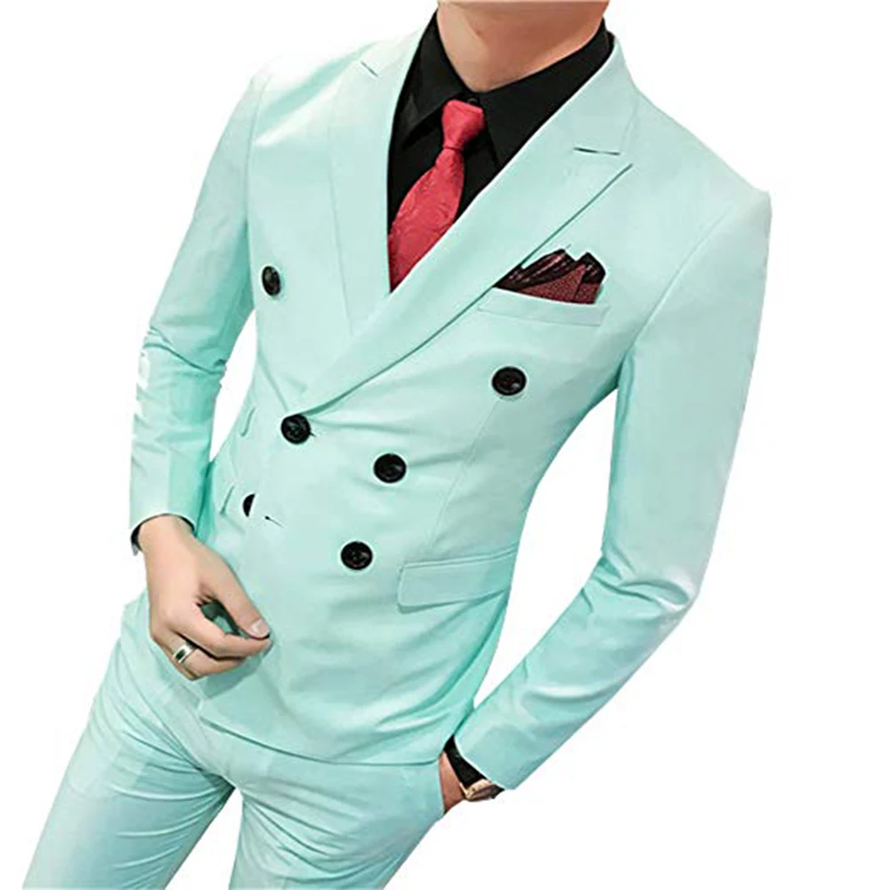 

Wonderful Groom Male Wedding Prom Suits Green Slim Fit Tuxedo Men Formal Business Work Wear Suits 3Pcs Sets(Jacket+Pants+Vest)