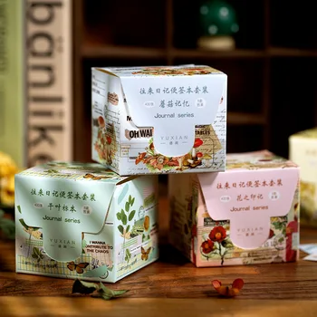 

400Pcs/Box Journal Series Sticky Notes Fresh Retro Diary Scrapbooking Stickers Memo Pads Stationery Notepad