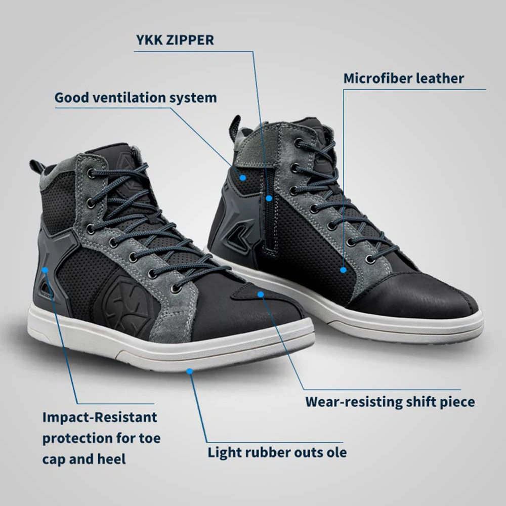 Motorcycle Boots Waterproof Motocross Boots Men Casual Motorcycle Shoes Microfiber Leather Moto Riding Racing