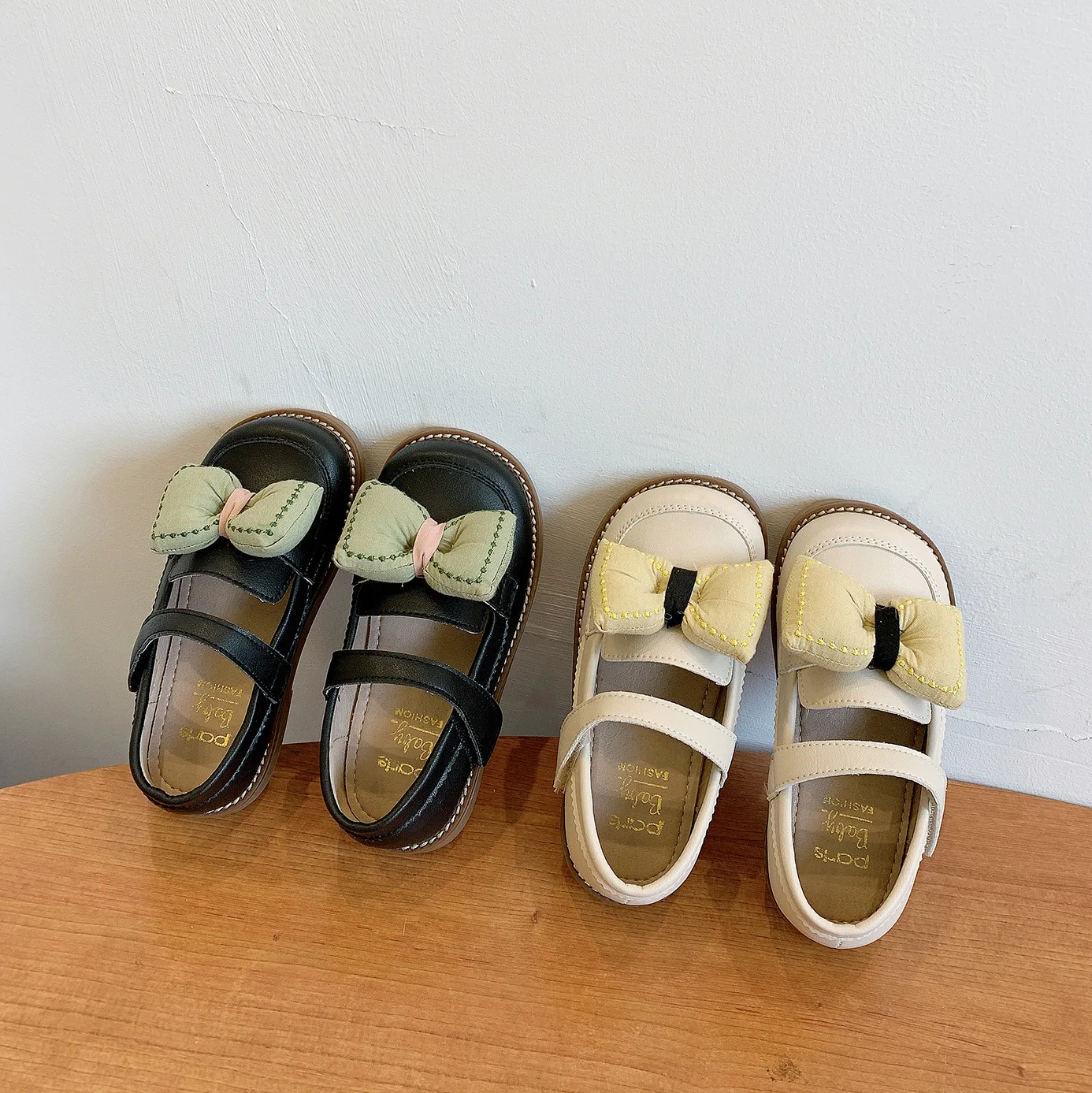 

Baby Girls Fashion Retro Leather Shoes Kids Casual Flats Teenage Elegant Cute Bow-knot Square Toe Shoes Children Leather Shoes