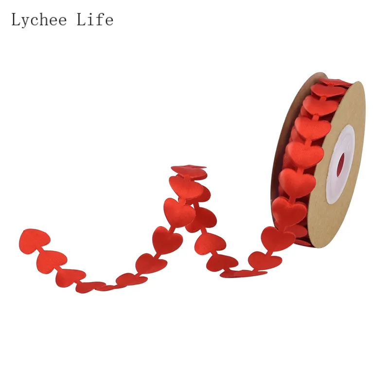 Lychee Life 5M Embossed Love Ribbon Diy Peach Heart Wedding Decoration Lover Gift Wrapped Handwork Bouquet Packing | Дом и сад