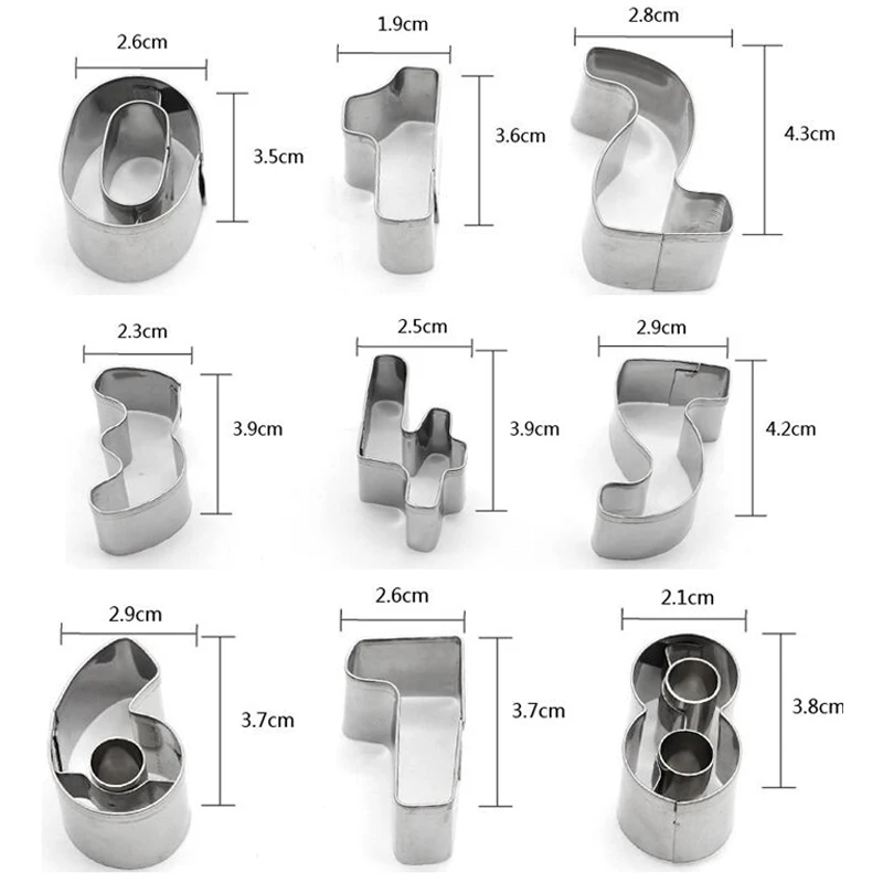 8 шт./компл. Нержавеющая сталь Рождество формочки для печенья 3D форма для торта, печенья Fondant(сахарная) резак DIY Инструменты для выпечки - Цвет: number set
