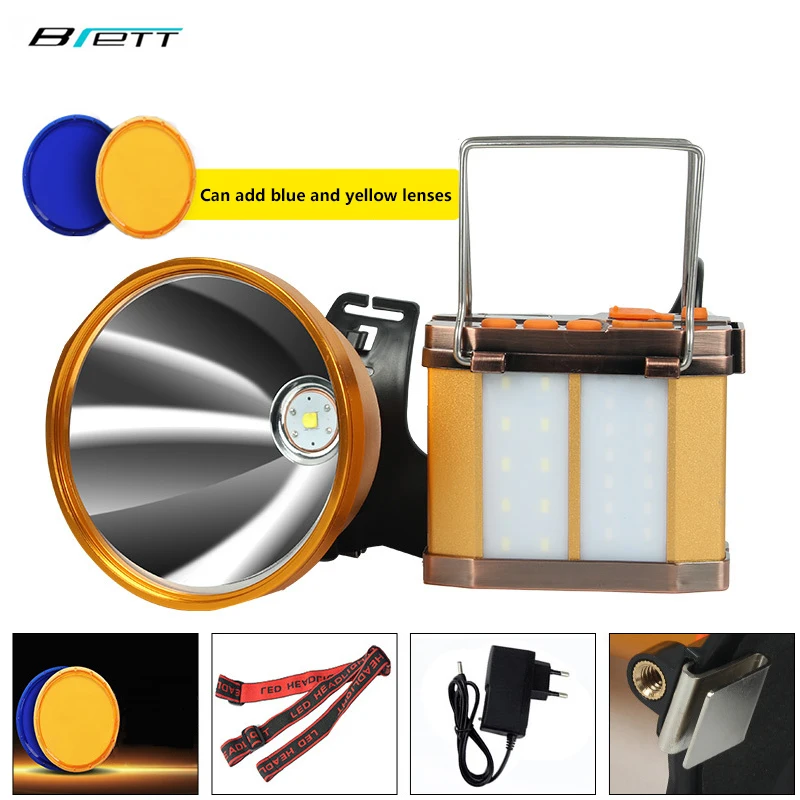 

Headlamp Cree xhp70.2 White and Yellow light Optional Built-in 12 Battery Direct charging Flashlight Hunting Head torch led