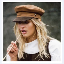 Замша плоский топ темно-синяя кепка кожаная военная шляпа шляпы матроса женская шляпа военный gorra militar модная шляпа Головной убор моряка