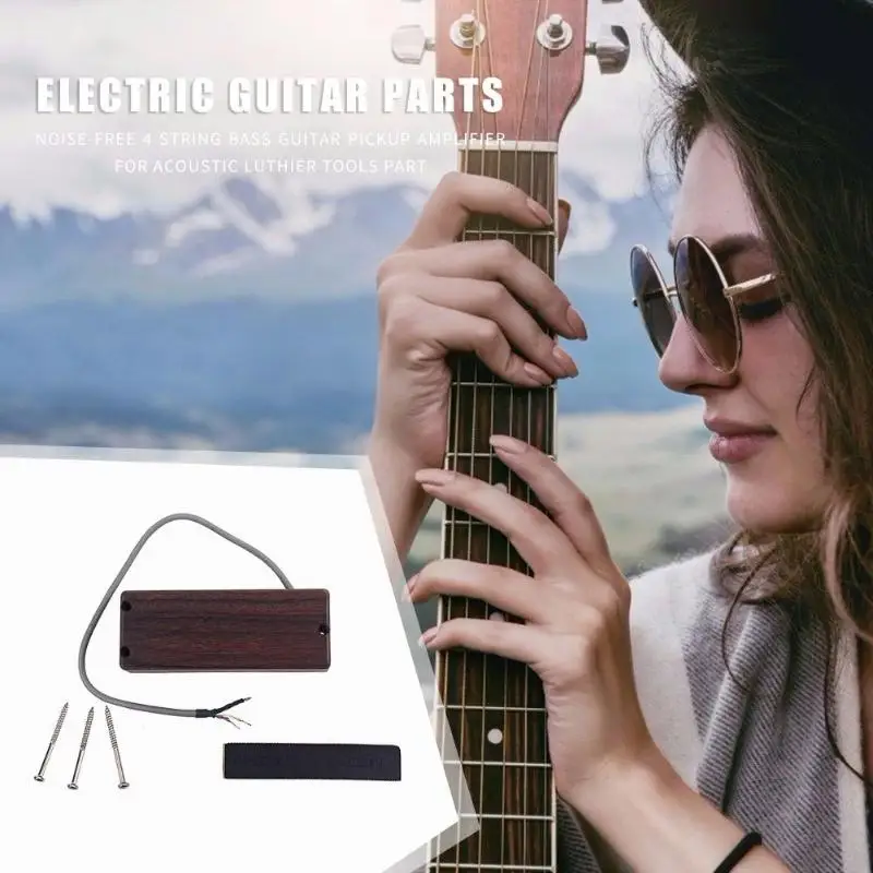 

Bass Wood Pickup Replacement 4 String Voice Amplifier Stable for Guitar Bridge Parts Professional Singing and Playing