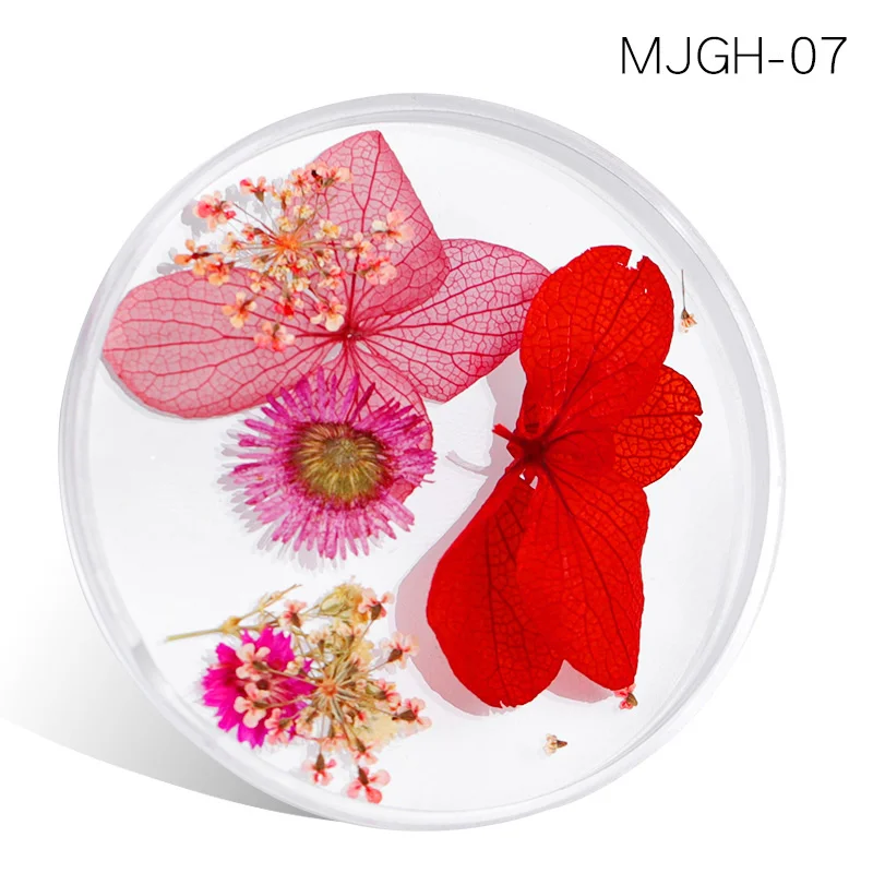 MJGH 07 Сушеные цветы, листья, украшения для ногтей, Микс, натуральный цветочный гипсофиловый стикер, 3D, сухая красота, наклейки для ногтей, УФ Гель-лак, маникюр - Цвет: MJGH 07