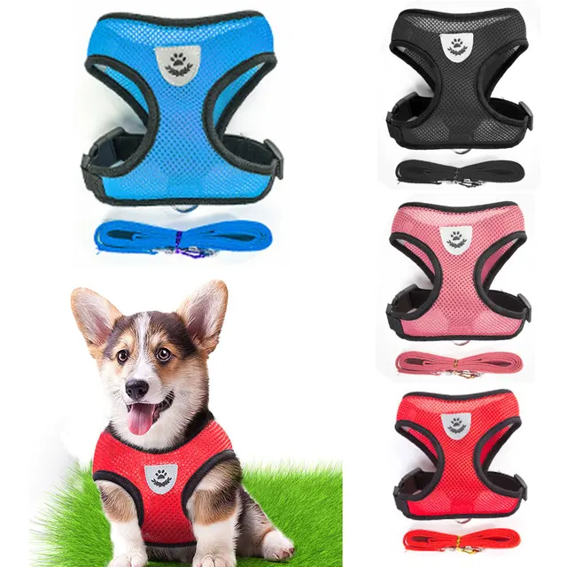 Breathable Small Dog Pet Harness and Leash Set Vest Harness Collar 1