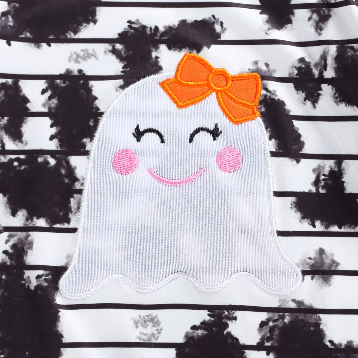 0-24 Months Autumn Baby Girls Boys Rompers Halloween Costume Tie-Dye Printed Long Sleeve Ruffles Jumpsuits Outfits