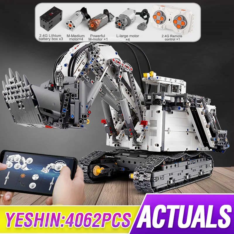 Skup Seria Technic Liebherrs R9800 moc silnika żuraw mobilny Mk II Model samochodu klocki klocki kompatybilny legoing 42100 zabawki