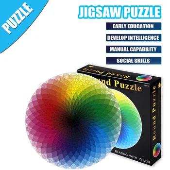 

Puzzles 1000 Pcs Round Jigsaw Puzzles Rainbow Palette Intellectual Game For Adults and Kids Puzzle Gift #N