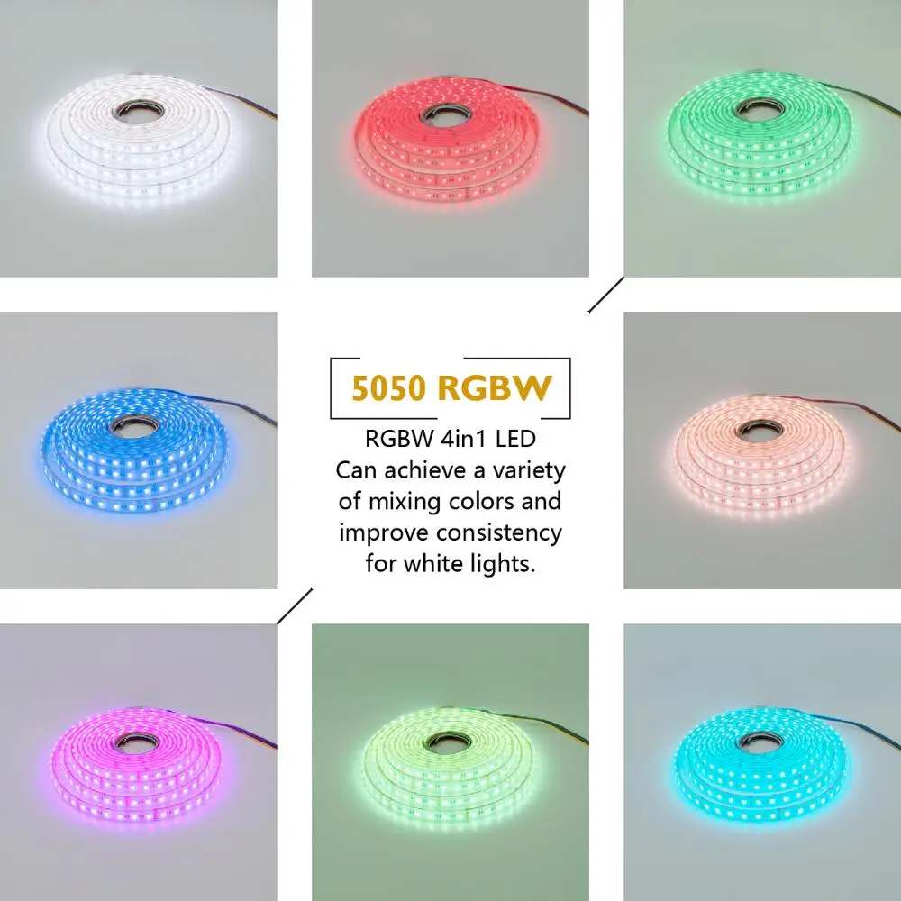  5050 LED Strip RGB/RGBW 4in1 60LEDs/m IP68 300LEDs/Reel5meter/Reel DC12V/24V Silicone Outdoor Water - 4000171309131