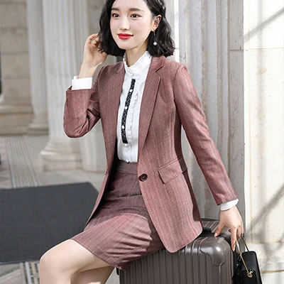 Wine Skirt Suits Мода Карьера в бизнесе работа винные Брюки Костюмы Блейзер на одной пуговице куртки с брюками комплект из двух предметов - Цвет: Wine Skirt Suits